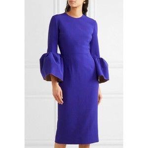 ROKSANDA Iris Purple MARGOT Bell Sleeve Crepe Sheath Midi Dress 8UK ~ 4US S